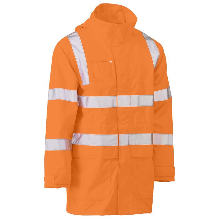 Taped Hi Vis Rail Wet Weather Jacket - Rail Orange