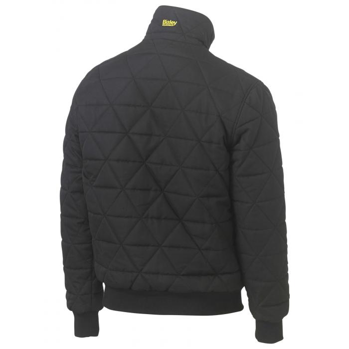Diamond Quilted Bomber Jacket - Black