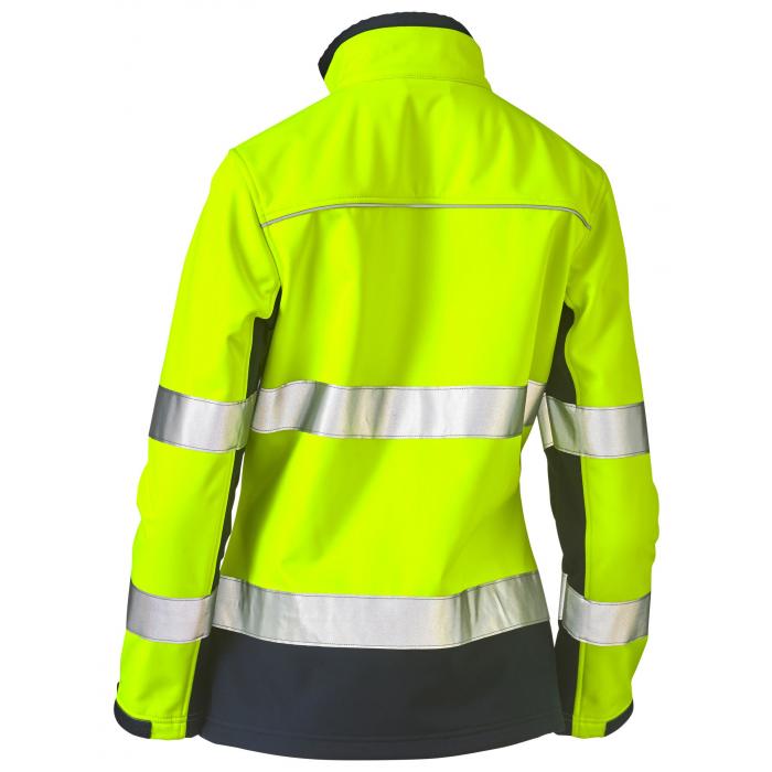 Women's Taped Two Tone Hi Vis Soft Shell Jacket - Yellow/Navy