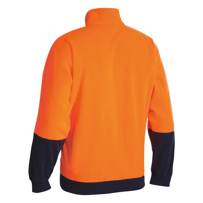 Hi Vis Polar fleece Zip Pullover  - Orange/Navy