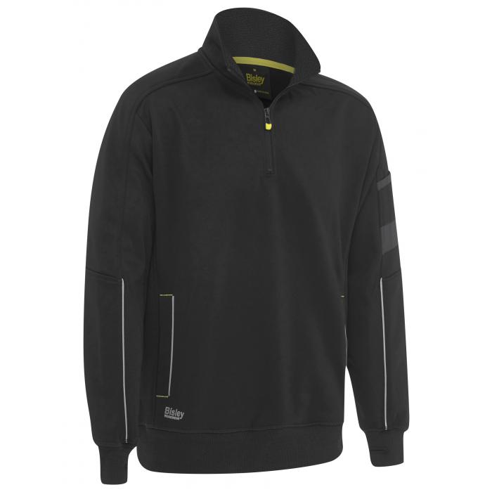 Work Fleece 1/4 Zip Pullover with Sherpa Lining - Black