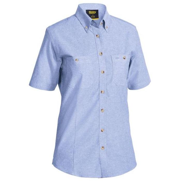 Womens Chambray Shirt Short Sleeve Shirt