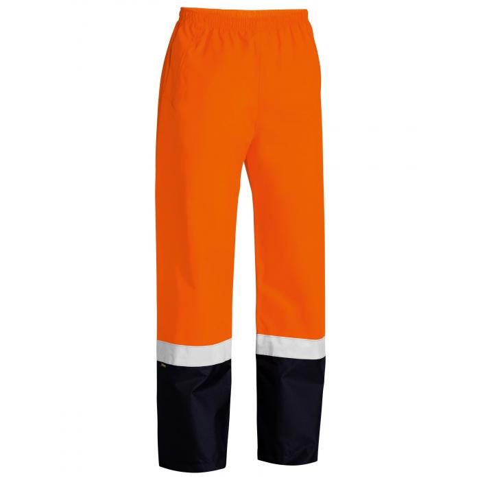 Taped Hi Vis Rain Shell Pants - Orange/Navy