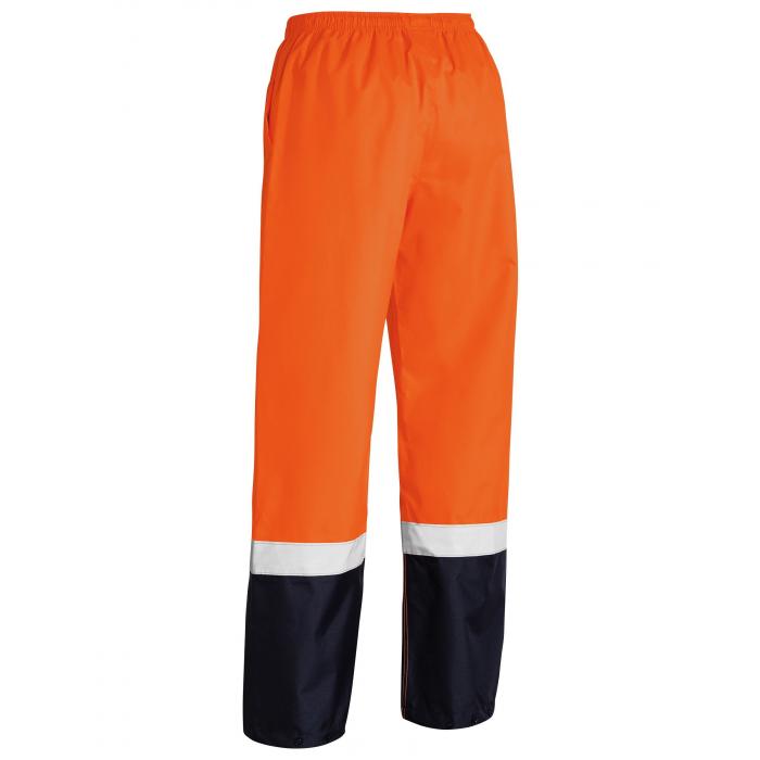 Taped Hi Vis Rain Shell Pants - Orange/Navy
