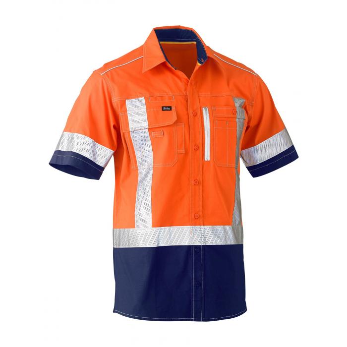 Flx & Move X Taped Hi Vis Utility Shirt - Orange/Navy