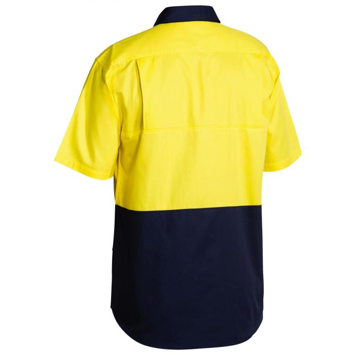 Hi Vis Cool Lightweight Drill Shirt - Yellow/Navy