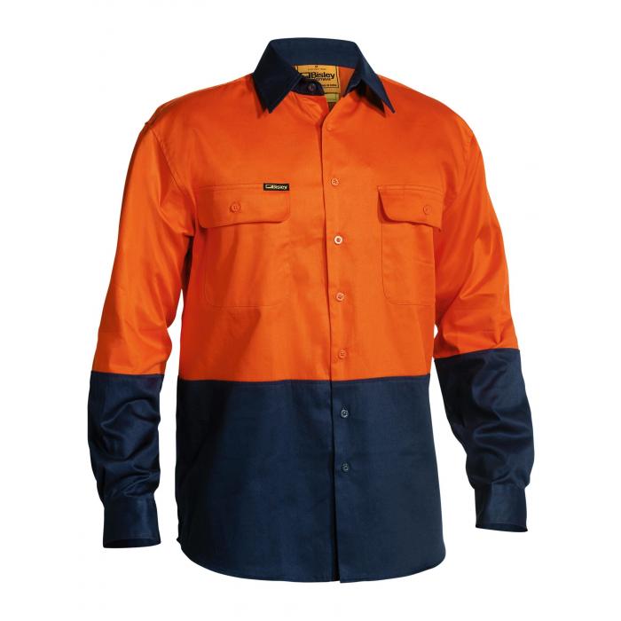 HI Vis Drill Shirt - Orange/Navy