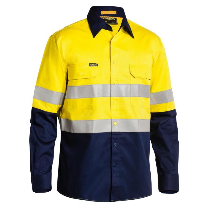 Taped Hi Vis Industrial Cool Vented Shirt - Yellow/Navy