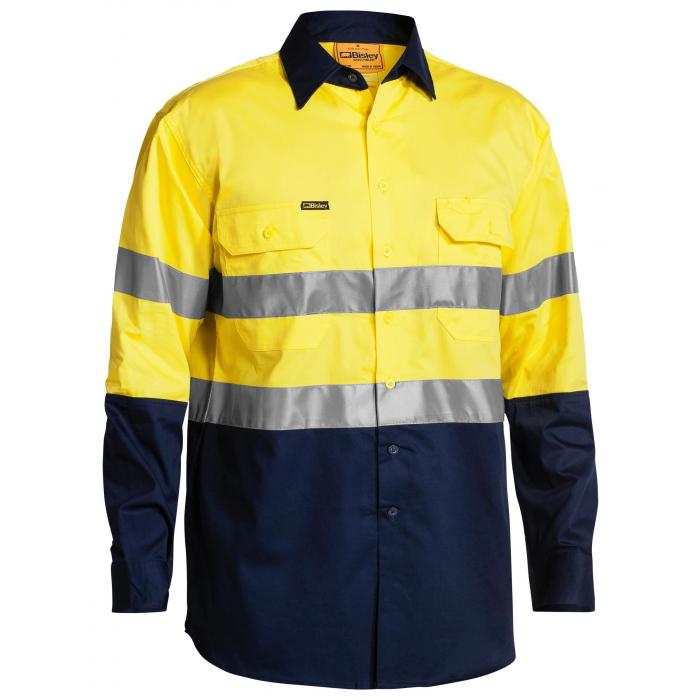 Taped Hi Vis Cool Lightweight Shirt (5X Embroidery Pack) - Yellow/Navy