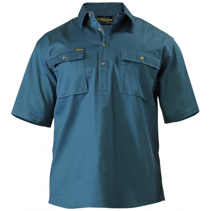 Closed Front Cotton Drill Shirt - Short Sleeve