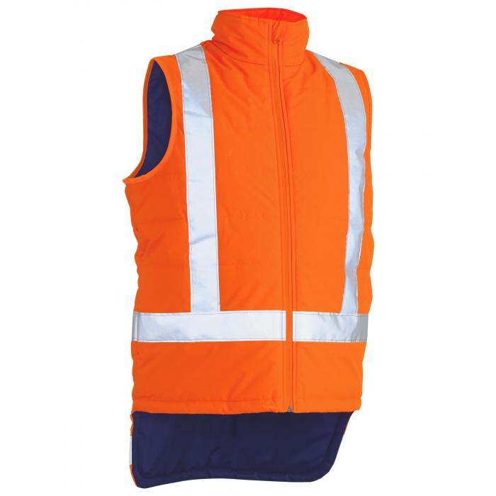 Taped Hi Vis Puffer Vest with X Back - Orange