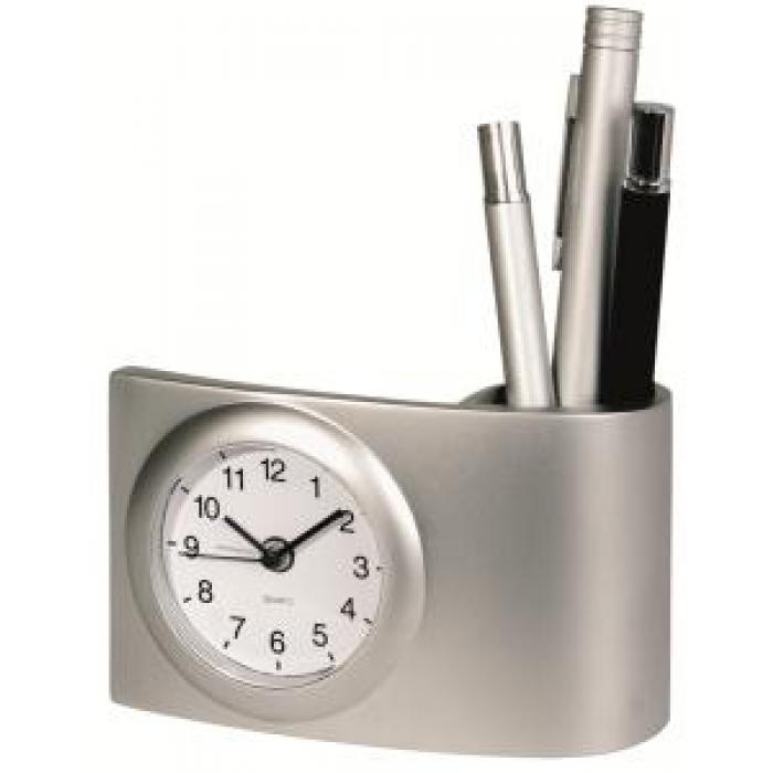 Metal Desk Clock- Pen Caddy