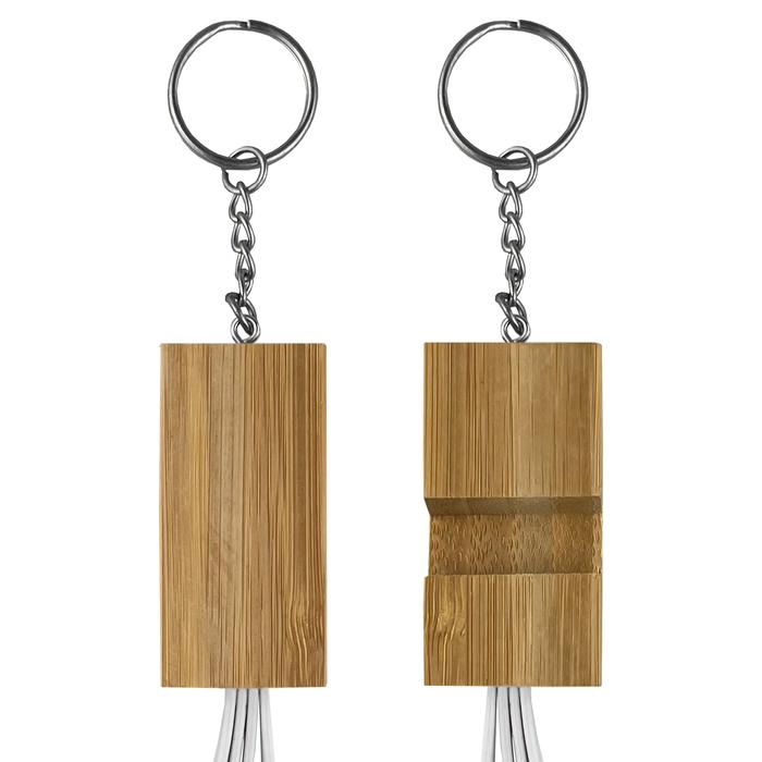 Phone Stand Bamboo Charging Cable Key Ring