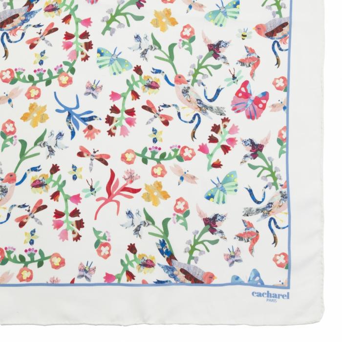 Silk Scarf Butterfly White