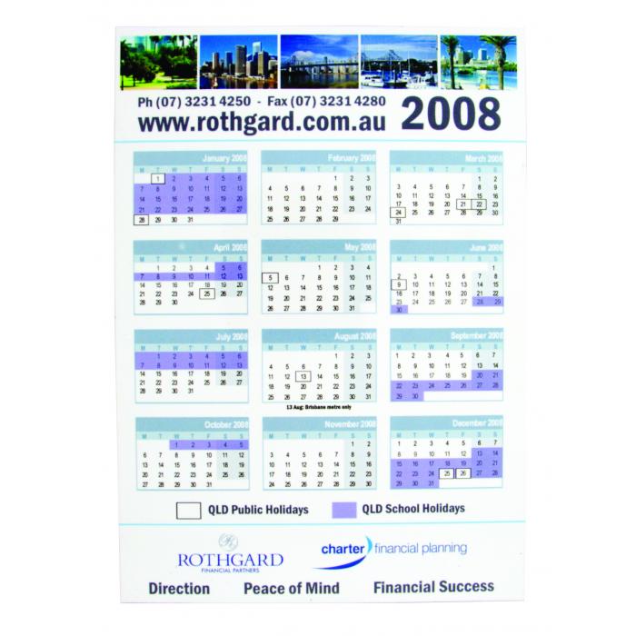 Printed Magnetic Tab Calendar