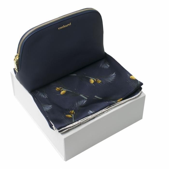 Set Victoire Navy (silk Scarf & Cosmetic Bag)