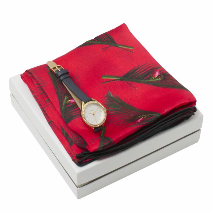 Cacharel Pack (watch & Red Silk Scarf)