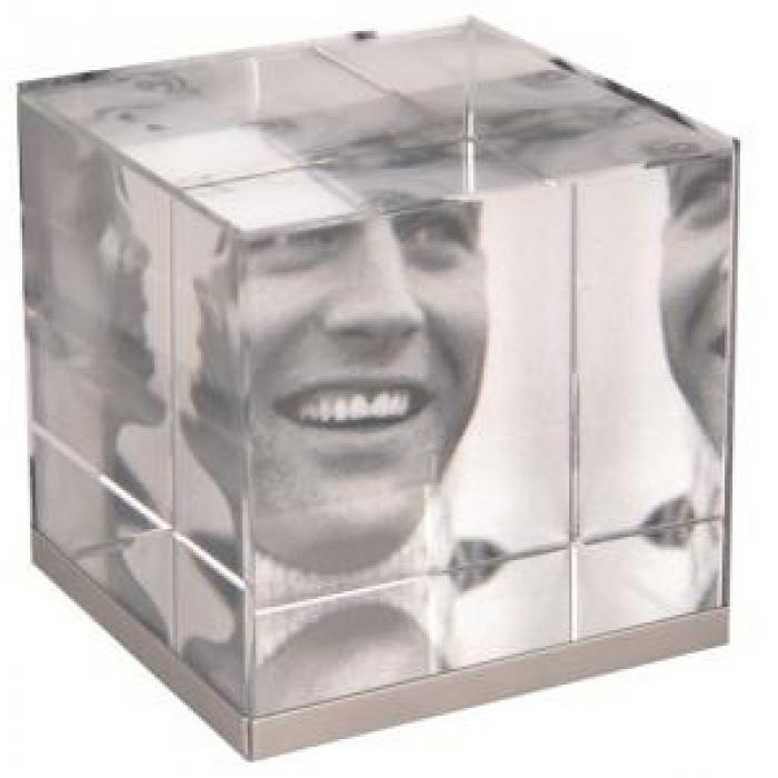 Crystal-Iron Cube Paperweight Picture Frame
