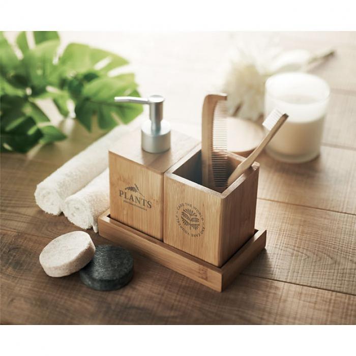 3-piece bamboo bathroom accessories set