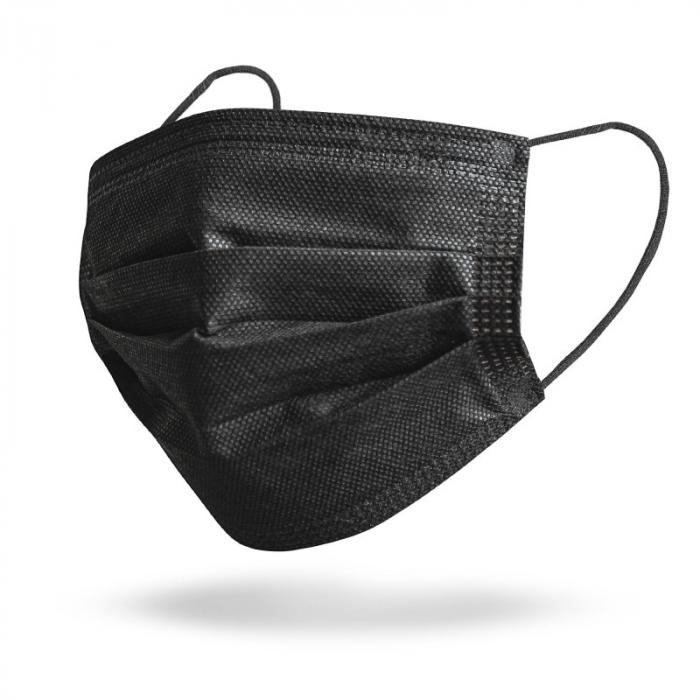 Black 3-Ply Disposable Face Masks