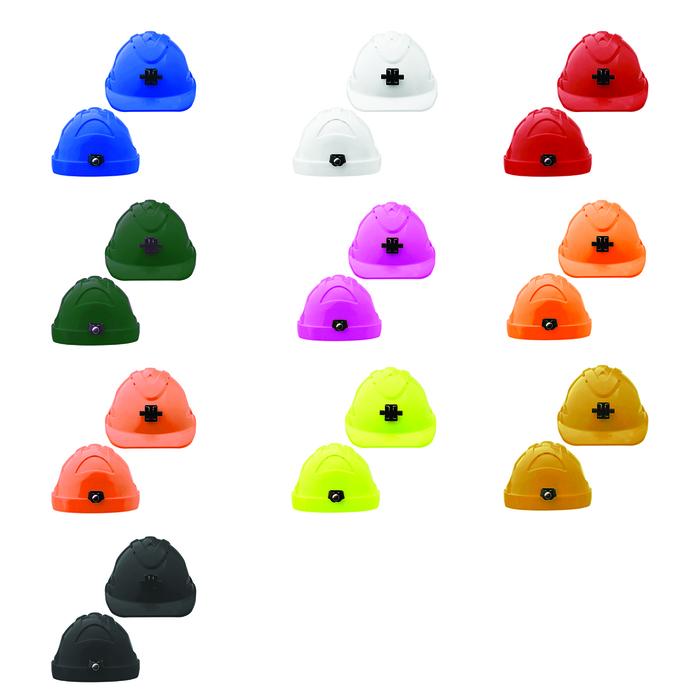 V9 Hard Hat Vented + Lamp Bracket Pushlock Harness - Fluro Orange