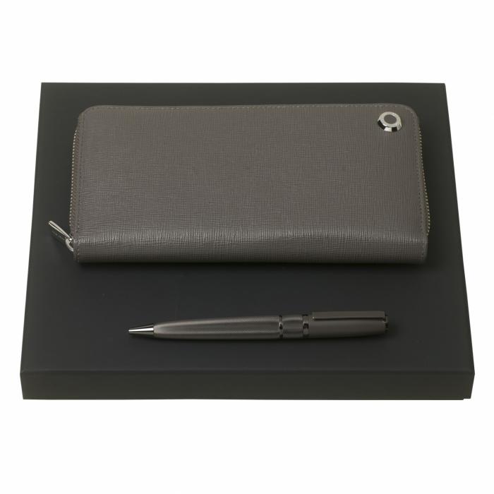 Set Hugo Boss Grey (ballpoint Pen & Long Zipped Folder)