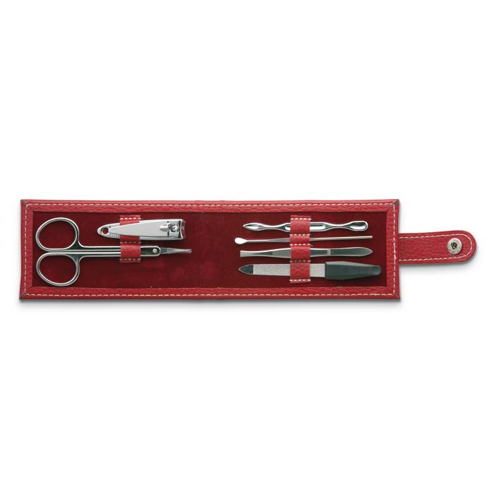 6 Tool Manicure Set In Leather Pouch - Rectangle