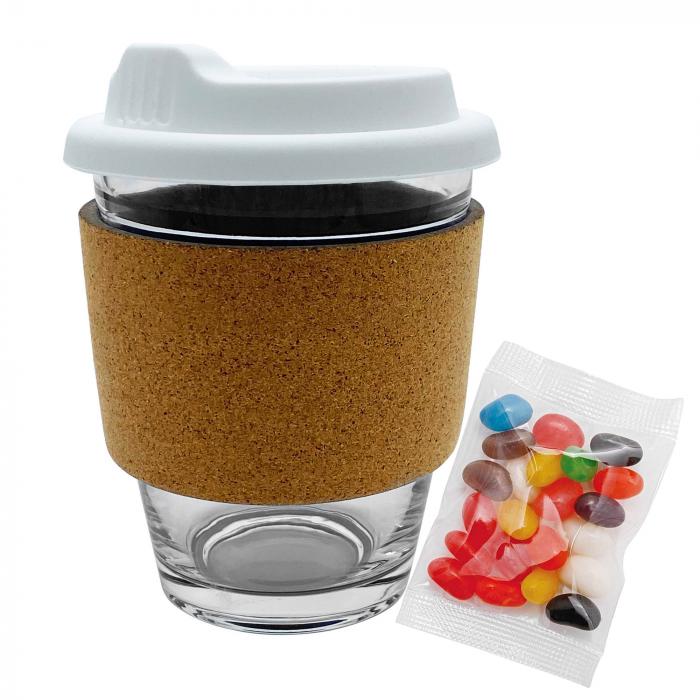Jelly Bean In Cork Band Glass Coffee Cup