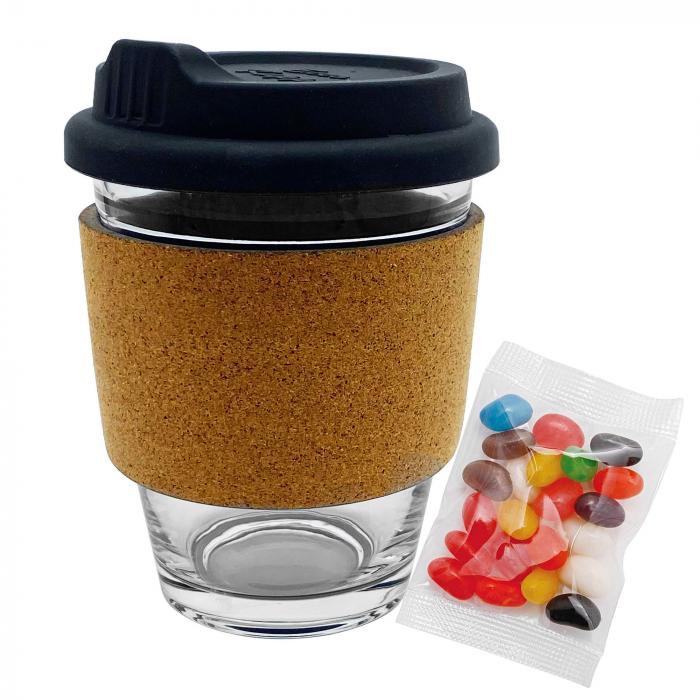 Jelly Bean In Cork Band Glass Coffee Cup