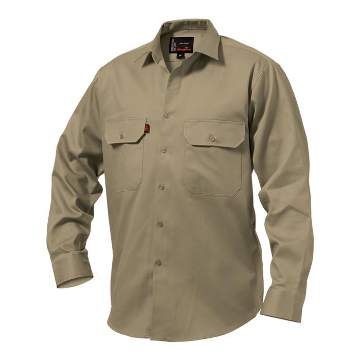 Mens Open Front Drill Shirt Long Sleeve