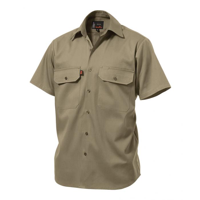 Mens Open Front Drill Shirt Short Sleeve