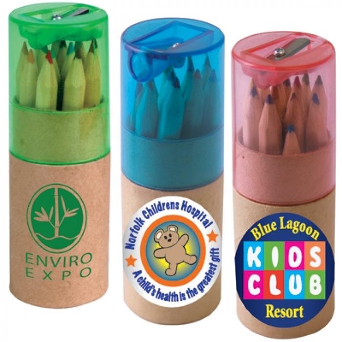 Coloured Pencils In Cardboard Tube With Sharpener