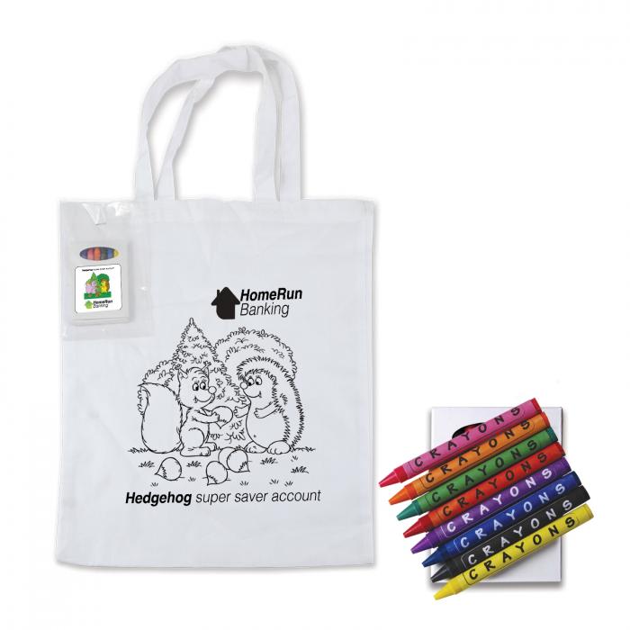Colouring Short Handle Cotton Bag with Crayons