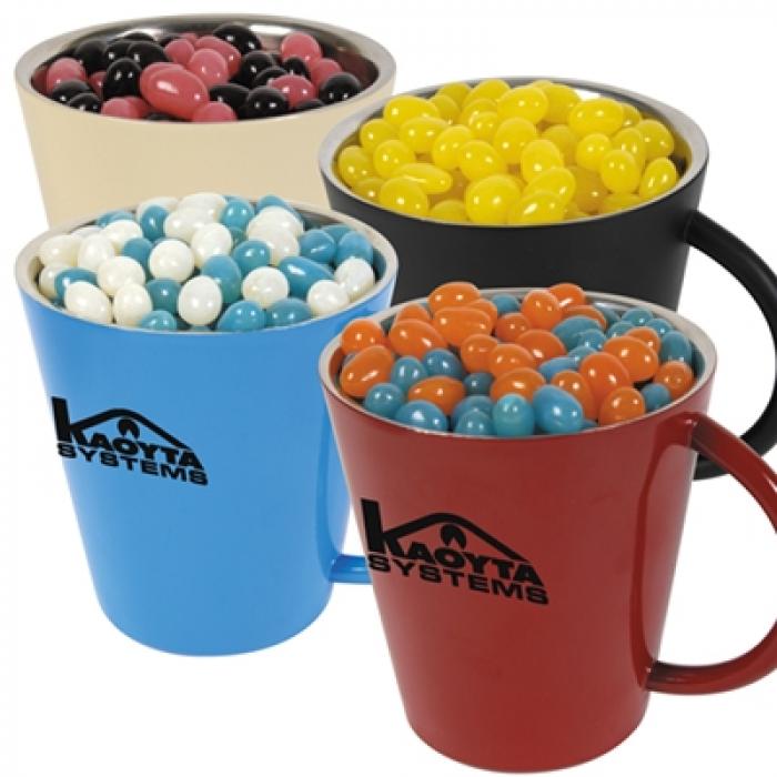 Corporate Colour Jelly Beans In Coloured Coffee Mugs