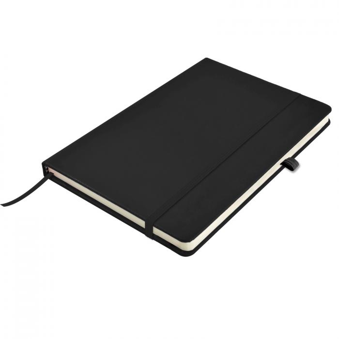 Enterprise A6 Black PU Notebook with Elastic Closure