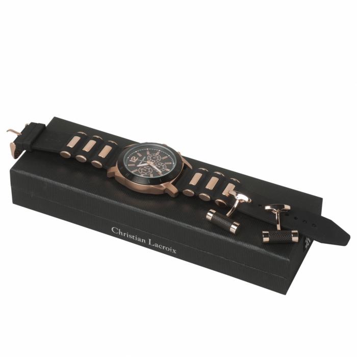 Set Christian Lacroix (Premium Stainless Steel watch & Cufflinks)