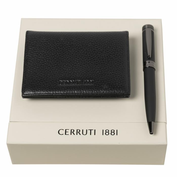 Set Cerruti 1881 (Brass ballpoint Pen & Leather Card Holder)