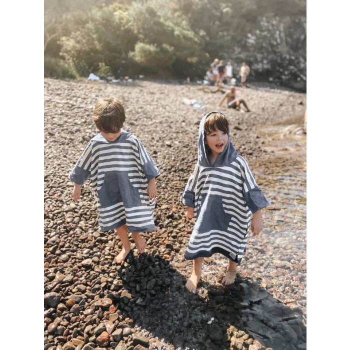 Ocean Stripe Kids Poncho
