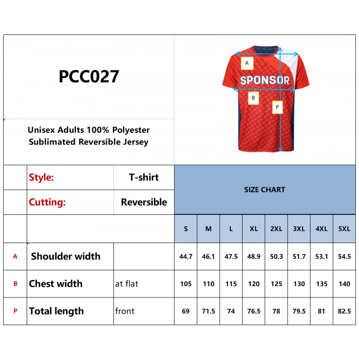 Unisex Adults 100% Polyester Sublimated Reversible Jersey