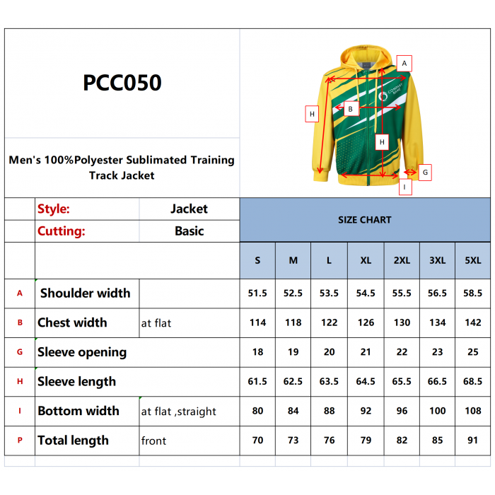 Men's 100%Polyester Sublimated Training Track Jacket