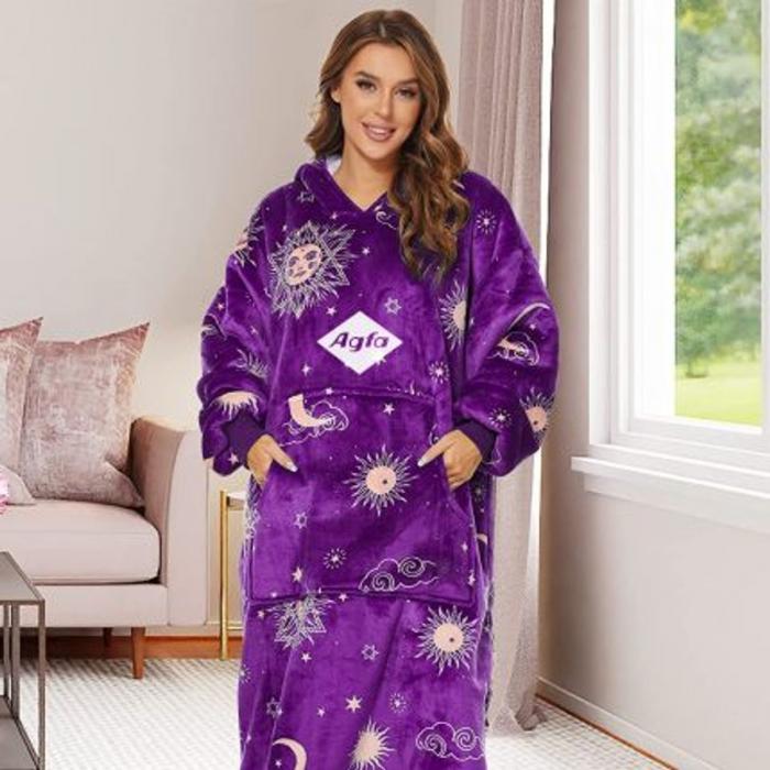 Unisex 100%Polyester Sublimated Wearable Blanket with Absorbent Lining