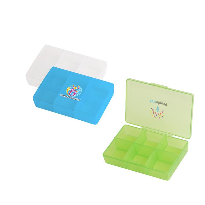 Square Six Compartment Pill Box