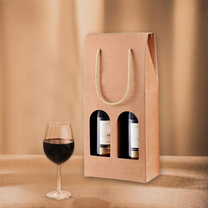 Double Bottle Wine Box with Rope Handle