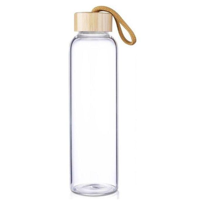 Glass Fusion Bottle With Bamboo Lid - 600Ml