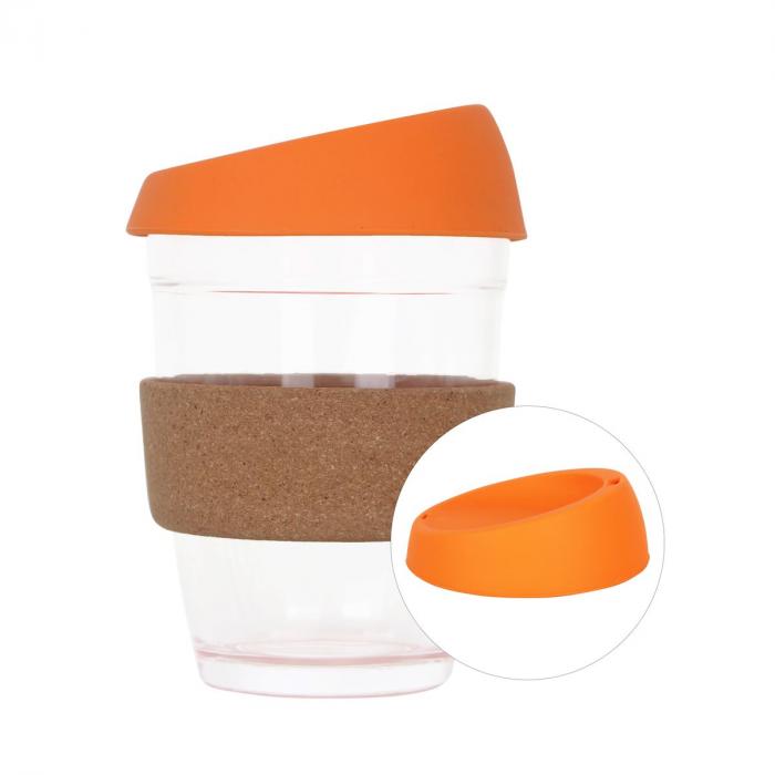 12 OZ Reuasble Glass Coffee Cup with Cork Band