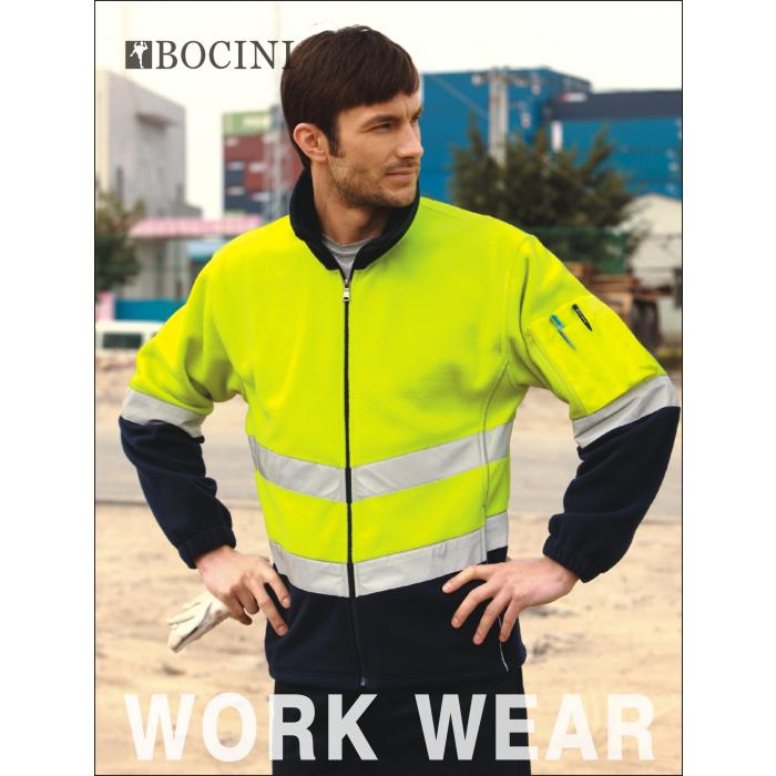 Unisex Adults Hi-Vis Full Zip Polar Fleece With reflective tape