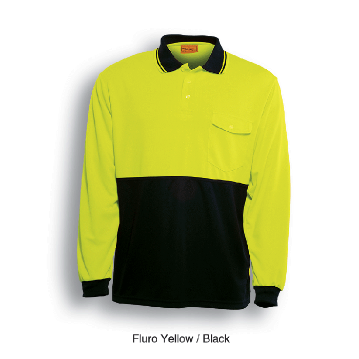 Unisex Adults Hi-Vis Safety Polo - Long Sleeve