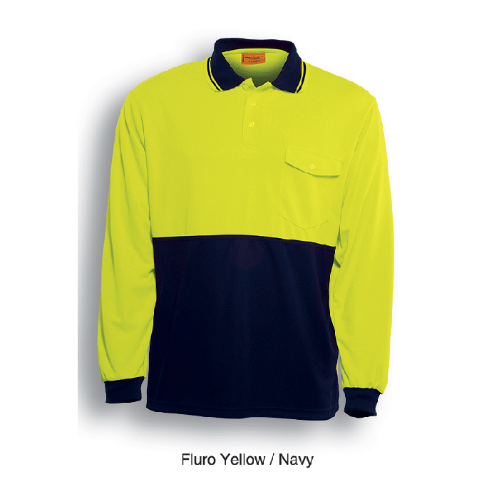 Unisex Adults Hi-Vis Safety Polo - Long Sleeve
