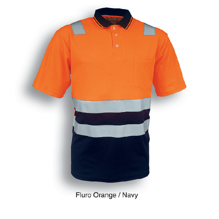 Unisex Adults Hi-Vis Polyface / Cotton Back Polo With Reflective Tape
