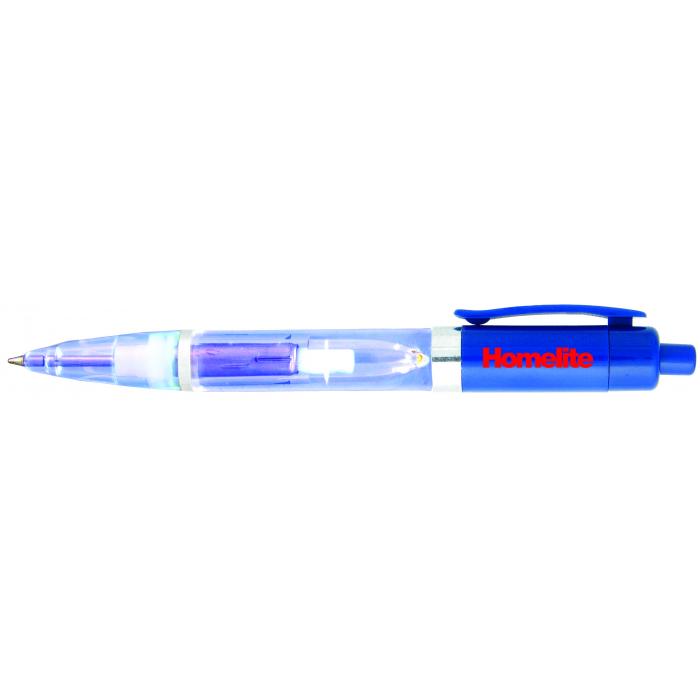 Blue Led Light Barrel Plastic Pen